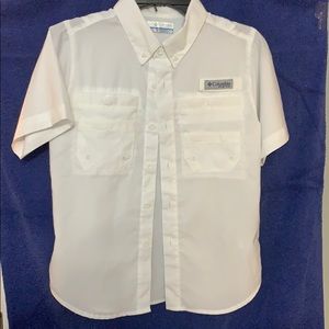 Columbia Boys PFG White Button Down Size Small